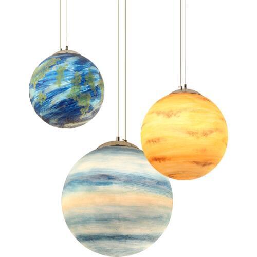 Galaxy Moon hanging Lamp Planetary globe pendant Lights Christmas Children room Decorations Light lamps saturn jupiter earth sun