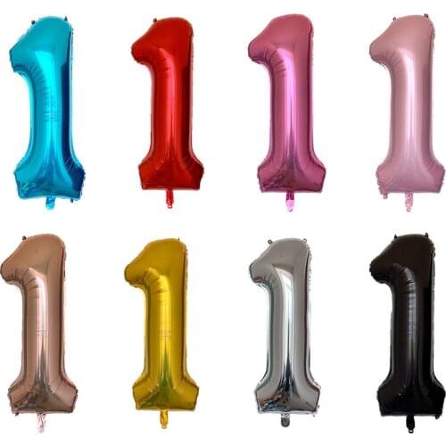 40inch Number 1 Baby Shower rose Gold Silver Pink black Digit Helium Balloon 1st Birthday Party Decor Supplies Balloons