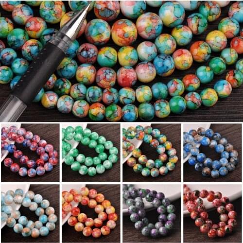 6mm 8mm 10mm 12mm Coated Round Colorized Spacer Glass Loose Beads DIY Jewelry Findings