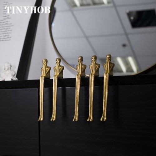 Brass Ornaments Dainty Person Handle Gold Cabinet Bookcase Door Knobs Drawer Pull Decor Hardware Ornament Creative Crafts Model