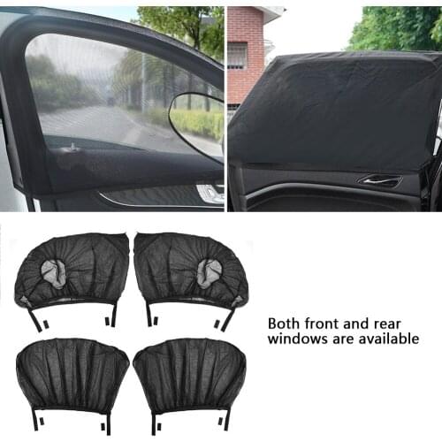 4 Pack Summer UV Protection Car Front Rear Side Window Sun Shade Anti-mosquito Car Sunshade Net Mesh Curtain