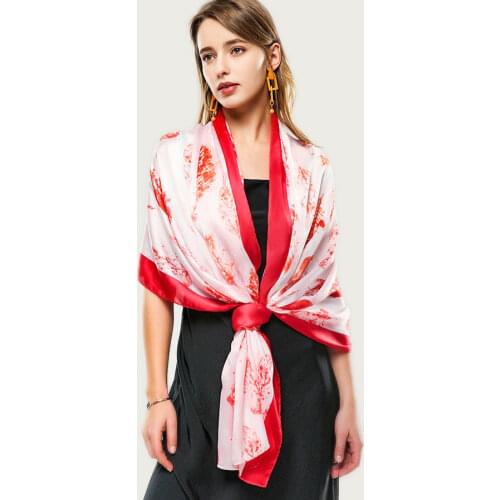 Leaves Fresh Design Silk Scarf Large Soft Print Foulard Elegant Stylish Hijab Shawl [5004]