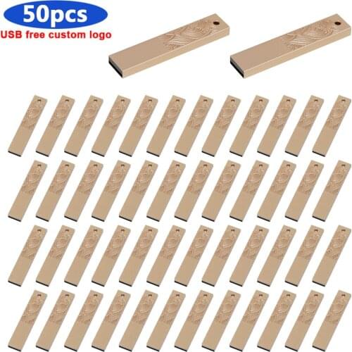Fashion 50pcs free logo USB Stick Metal Pen Drive 32gb 16gb 8g High Speed USB Flash Drive 2.0 memory stick pendrive gift u disk