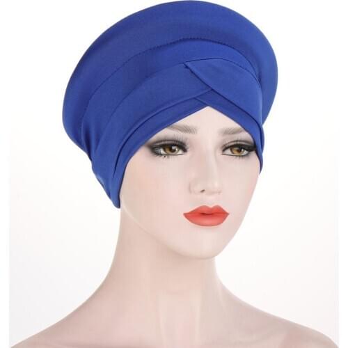 Muslim Fashion Women Head Scarf Turban Caps Islamic Solid Hijab Bonnet Stretch African Headwraps Ladies Chemo Cap Indian Hat