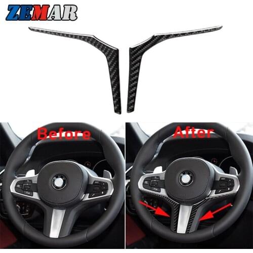 1set Carbon Fiber Car steering wheel Trim Stickers For 5 series BMW X3 G01 X4 G02 G30 2019 2020 2021 Interior Auto Accessories