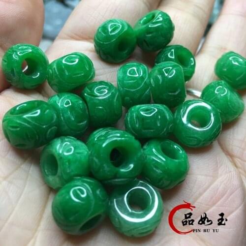 Natural handcarved green jade beads DIY 100% real green jade bracelets jade gift real jade bead bangle bracelets for women 16mm