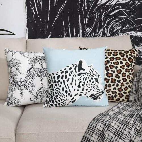 Leopard Printed pillow sofa cushion oer soft cloth art animal pillow cover pink white 45X45cm zipper open