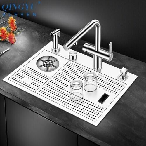 2020 New Cup Rinser kitchen Sink 304 Stainless Steel 4mm Thickness Handmade Brushed Sink High Pressure Cup Washer kitchen Sink