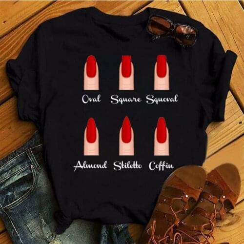 New Nail Art T Shirt Fashion Women T Shirt Female Summer Tops Tee Casual Short Sleeve Tops Tee 90s Girls Cute T-shirt Clothing