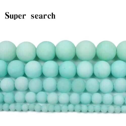Wholesale Natural Stone Frosted Blue Amazonite Beads Round Loose Beads matt 4mm 6MM 8MM 10MM 12MM For Bracelet Necklace Making
