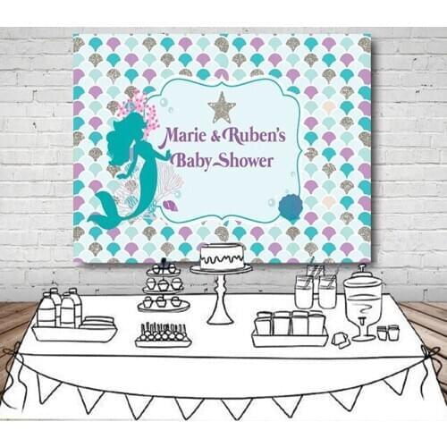 Custom Little Mermaid Party Under The Sea Star Scale baby shower background High quality Computer print party backdrops