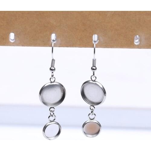 Reidgaller 20pcs stainless steel earring base fit 8mm 12mm cabochon earring blanks diy pendant earrings hook findings