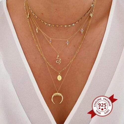 925 Silver Chain Personalized Animal Snake Pendant Choker Necklace For Women Lovers' Daughter Chain Collares Fine Jewelry