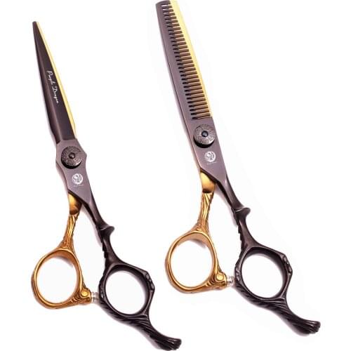 Barber Scissors 6" Japan 440C Purple Dragon Hair Cutting Scissors Professional Razor Edge Series 9025# Haircut Set Styling Tool