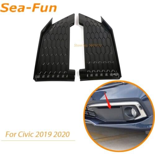 For Honda For Civic 2019 2020 Front Fog Light Lamp Decorative Frame DRL Cover Trim Sticker Exterior Car Parts Accessories