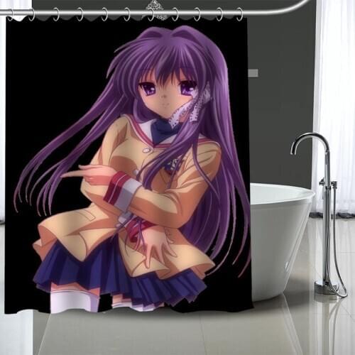 Custom Anime Clannad Shower Curtains DIY Bathroom Curtain Fabric Washable Polyester for Bathtub Art Decor