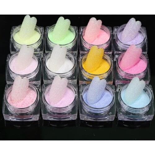 12 bottles Nail Sugar-Coated Powder Crystal Diamond Powder Wool Powder Rainbow Powder Colorful Glitter Symphony Glitter Powder