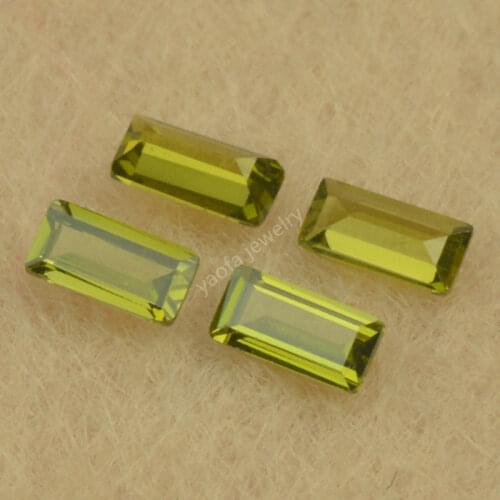 Sale 1x1.5~3X6 5A Parallel Rectangle Baguette Shape Cut Olive Green CZ Loose Cubic Zirconia Stone Artificial Peridot Gems