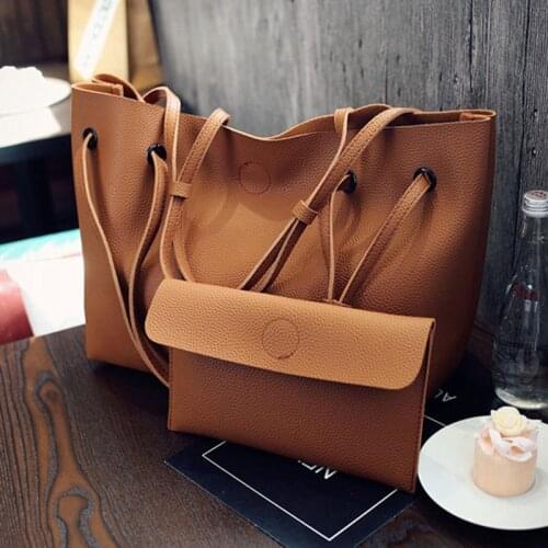 Tote 2 pcs Fashion PU Envelope Leather Ladies Handbag Messenger Lychee pattern Shoulder Bag Wallet Famous brand 2021 Casual