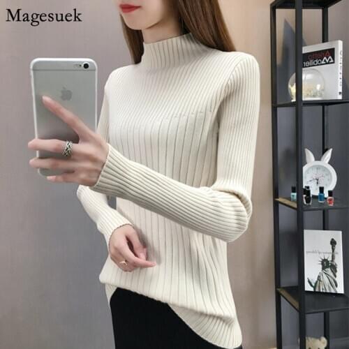 2021 Fashion Turtleneck Womens Sweaters Autumn Winter Long Sleeve Sweaters For Women Vintage Slim Knitted Sweater Jumper 11292