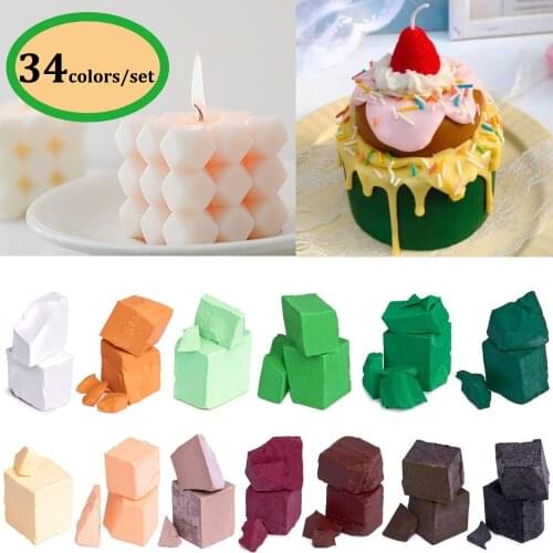 34colors/set DIY Candle Wax Pigment Colorant Non-toxic Soy Candle Wax Pigment Flake Scented Candle Making Dye Chips Material Kit
