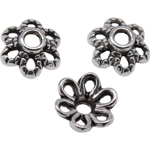 WYSIWYG 100pcs 5x5mm Beads Cap Bead End Caps Findings Hollow Flower Metal Charms Bead Caps For Jewelry Making