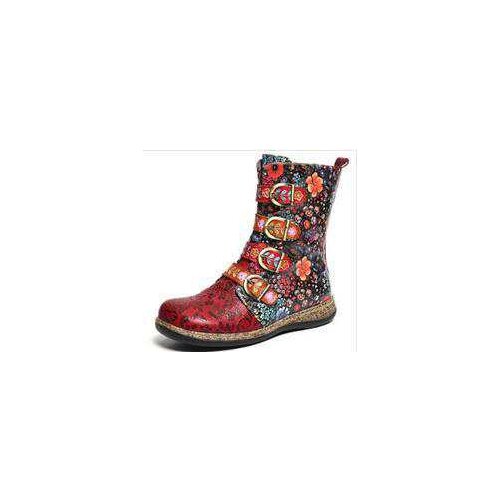 Fad Boots Woman Shoes Western Cowboy Style Europe and Handsome Retro Small Ladies Floral Boots dfv567