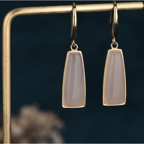 Retro Square Pink Stone Earrings for Women Vintage Palace Ethnic Dating Jewelry 2021 Trend Fashion Earrings Friends Gift M4