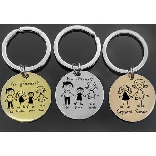 1PCS Love Cute Keychain Engraved Family Gifts For Parents Children Present Keyring Bag Charm Families Member Gift Key Chain NEW
