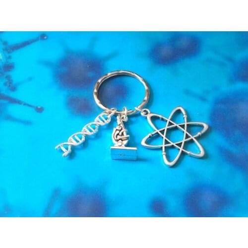 1pcs Apple Charms Words Microscope Biological Unique Keychains Biology Chemistry Teacher Gift Keyring