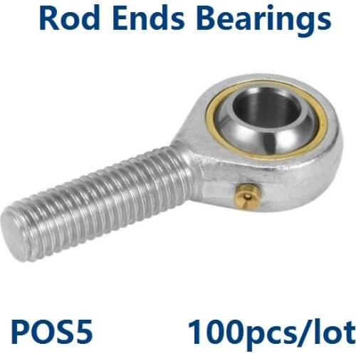 100pcs/lot POS5 and Oil nozzle 5mm Rod End Joint Bearing Left/Right Male Ball Joint Metric Threaded For rod