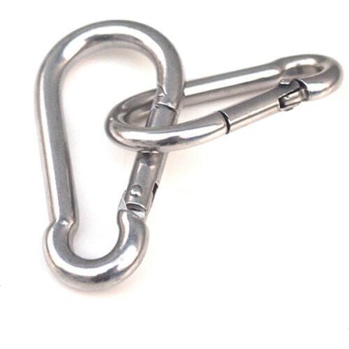 2pcs 304 Stainless Steel Spring Carabiner Snap Hook Keychain Quick Link Lock Buckle
