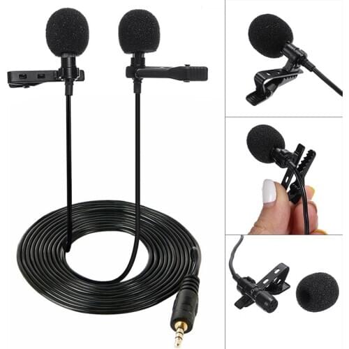 3.5mm Mic CTIA Dual Head Tie Clip-on Mini Microphone For Phone /Laptop/Computer Speaker With 3 Pole Jack 3.5mm Plug Ports