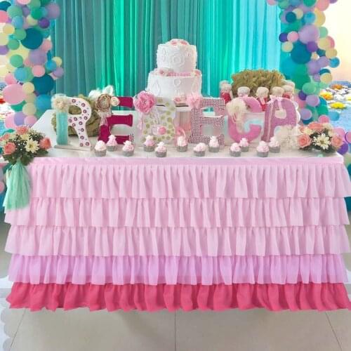 5 Layer Tulle Table Skirt Tutu Table Skirts Tableware Baby Shower Birthday Party Decorations Banquet Wedding Home Party Supplies