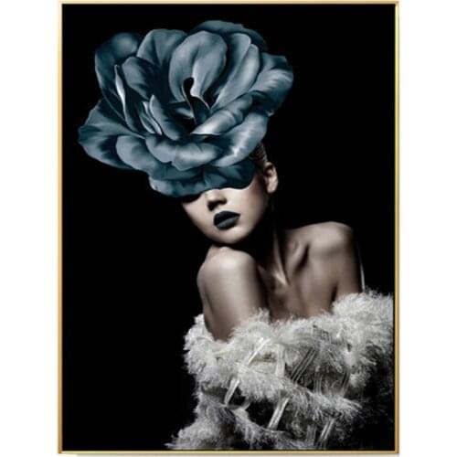 5d diamond embroidery full square round black rose woman diamond painting cross stitch mosaic lady wedding decorationZP-1845