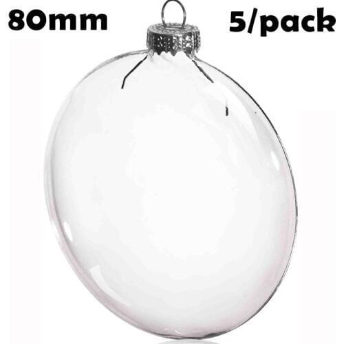 Promotion - 5/Pack, DIY Paintable Christmas Decoration Ball 80mm Glass Disc Oval Ornament