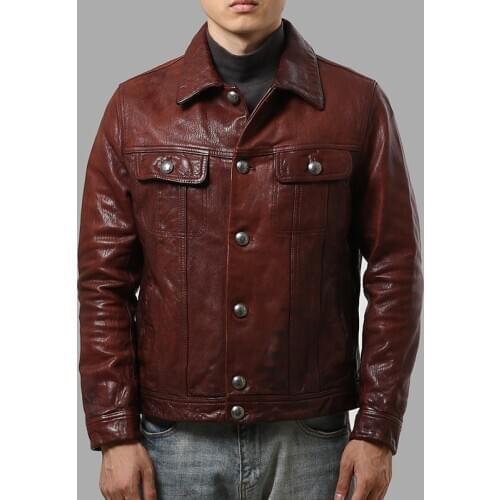 AL-1905 Read Description! Asian Size Good Genuine Goat Leather Jacket
