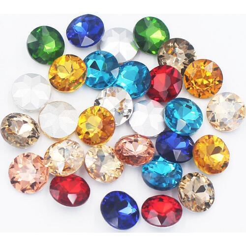 Diamond Cut Face Round Shape Rhinestones Piontback Sewing Rhinestones Strass Stones and Crystals Sew on Rhinestones For Clothes