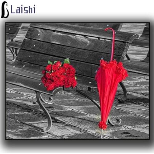 Diamond Embroidery Rose umbrella 5D DIY Diamond Painting Cross Stitch Red&Black Series Mosaic Scenery Picture Of Rhinestone