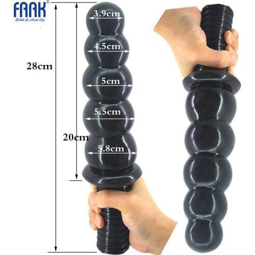 FAAK 28 CM Long Anal Plugs 5.8 Dia Butt Plugs with 5 Huge Beads Handles Adult Anal Sex Toys for Man Women Sexuales Dropshipping