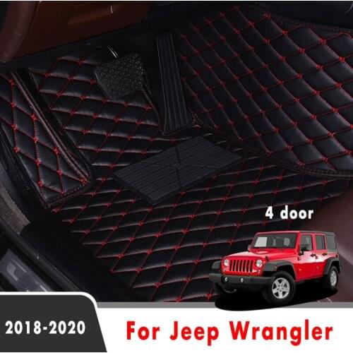 For Jeep Wrangler JL 4 door 2020 2019 2018 Car Floor Mats Styling Decoration Protect Leather Accessories Rugs Waterproof Covers