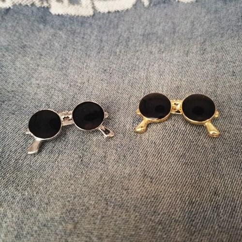 Button Pins Golden Silver Sunglasses Brooches Denim Jacket Lapel Pin Metal Clothes Badges Cartoon Fashion Jewelry Gift