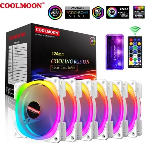COOLMOON DUAL OVAL I Compute Case Fan 120mm white PC Cooler 5V ARGB Motherboard sync Adjust Speed HUB mute Air cooling RGB Fan