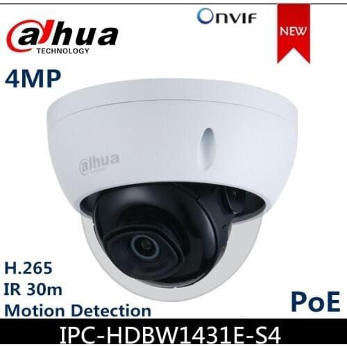 Dahua 4MP POE Camera H.265 Entry IR Fixed-focal Dome Netwok Camera IPC-HDBW1431E -S4 IP Camera