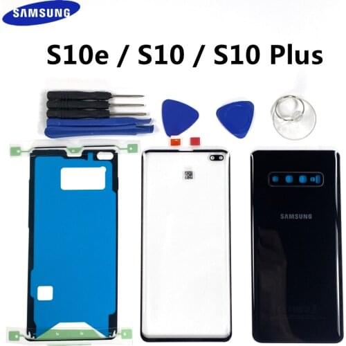 For SAMSUNG Galaxy S10e G970 S10 G9730 S10+ Plus G9750 Front Touch Panel Outer Lens + Rear Battery Door Back Glass Housing Cover