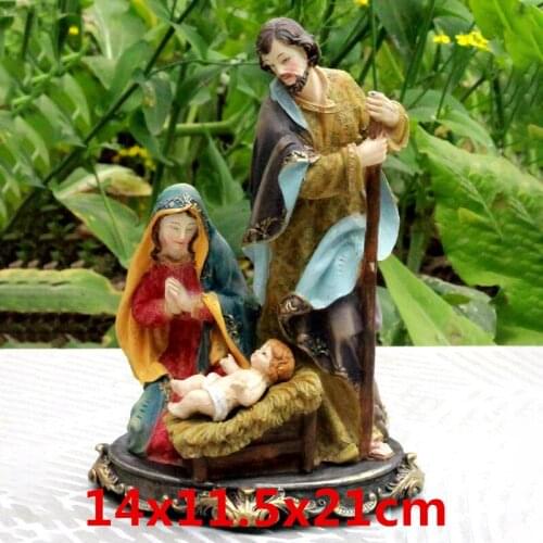 Resin Catholic Jesus Holy Family Figurine Virgin Mary Christ Sculpture Religious Christmas Gift Home Decoration