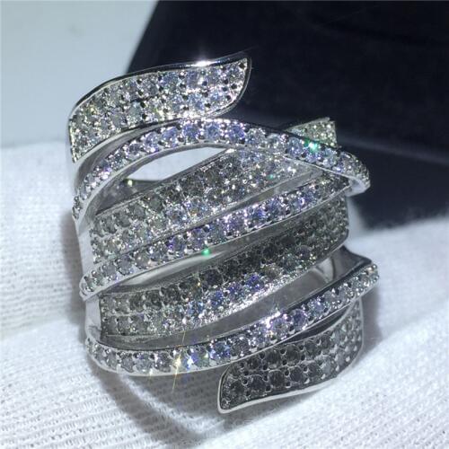 Luxury Big Ring 925 Sterling silver Engagement Wedding Band Rings for women men T shape AAAAA zircon cz Cross Finger Jewelry