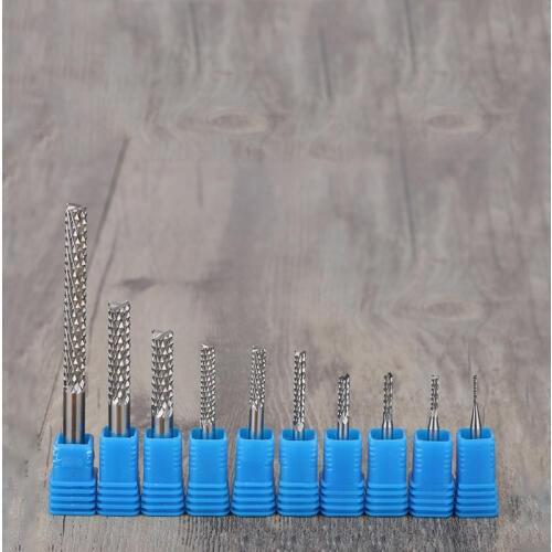 2pc SHK3.175 4 6 8 10 Corn Teeth End Mill, Milling Cutter CNC Router Bits Tool PCB, Printed Board Cutter on HDF,Fiber Glass Wood