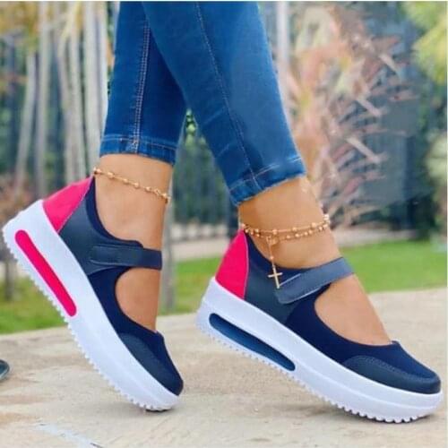2021 Women Fashion Vulcanized Sneakers Platform Solid Color Flats Ladies Shoes Casual Breathable Wedges Ladies Walking Sneakers