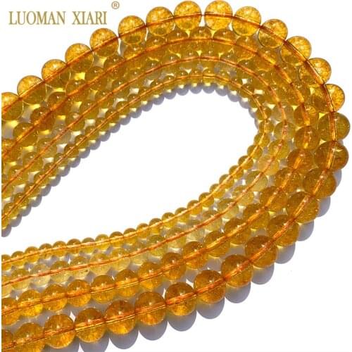 Free shipping Citrines Round Natural Stone Beads Yellow Crystal For jewelry Making DIY Necklace Bracelet 6/8/10/12mm Strand 15